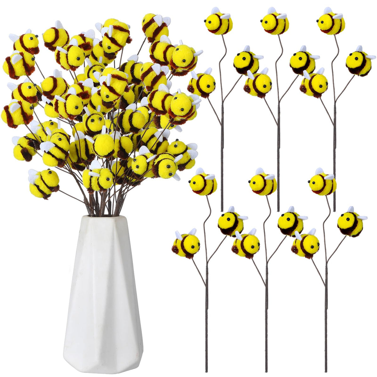 Suncalla 12-pcs felt bee stems closeup adds whimsy to party decor