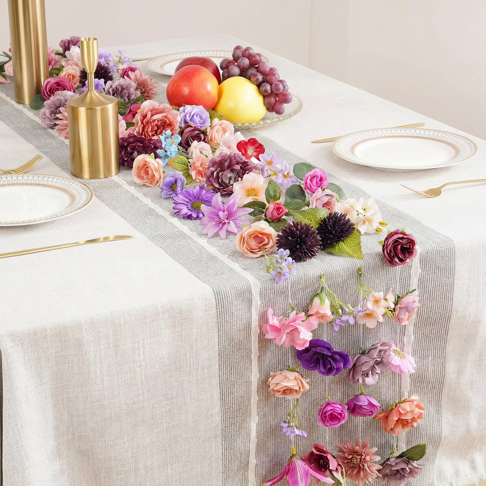 Suncalla aisle and chair decor garlands purple quick venue transformation.
