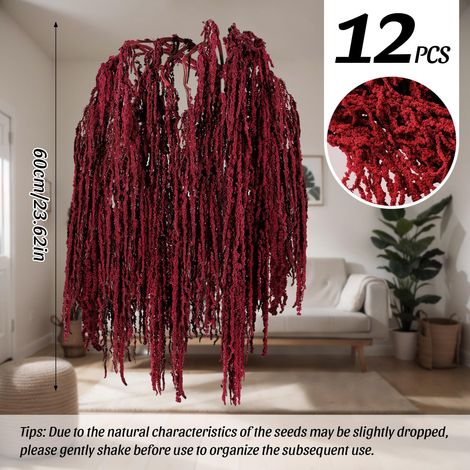Suncalla amaranthus 60 cm stems enhance drape in centerpieces and arches.