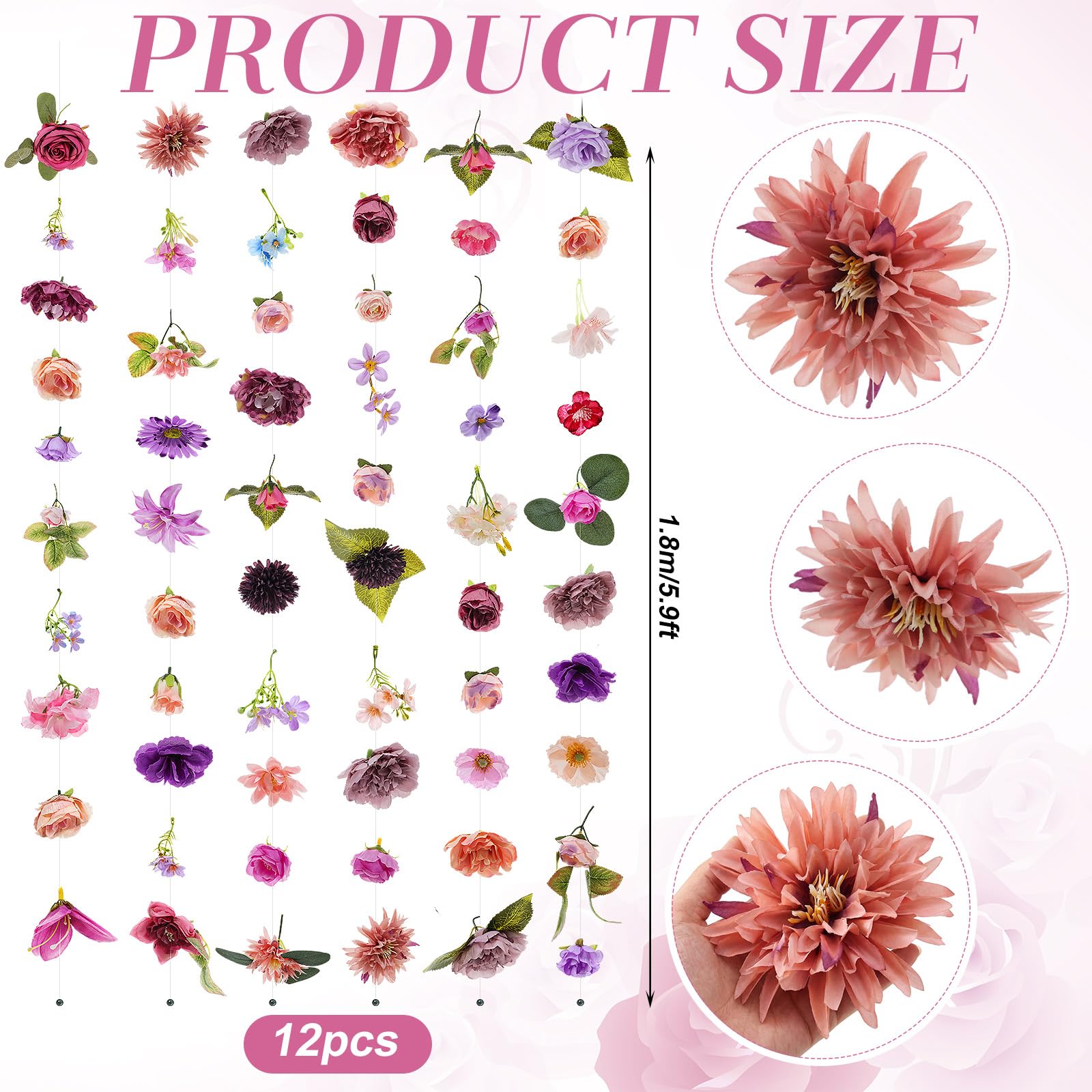Suncalla artificial wildflowers vines purple, 5.9 ft each, versatile decor options.