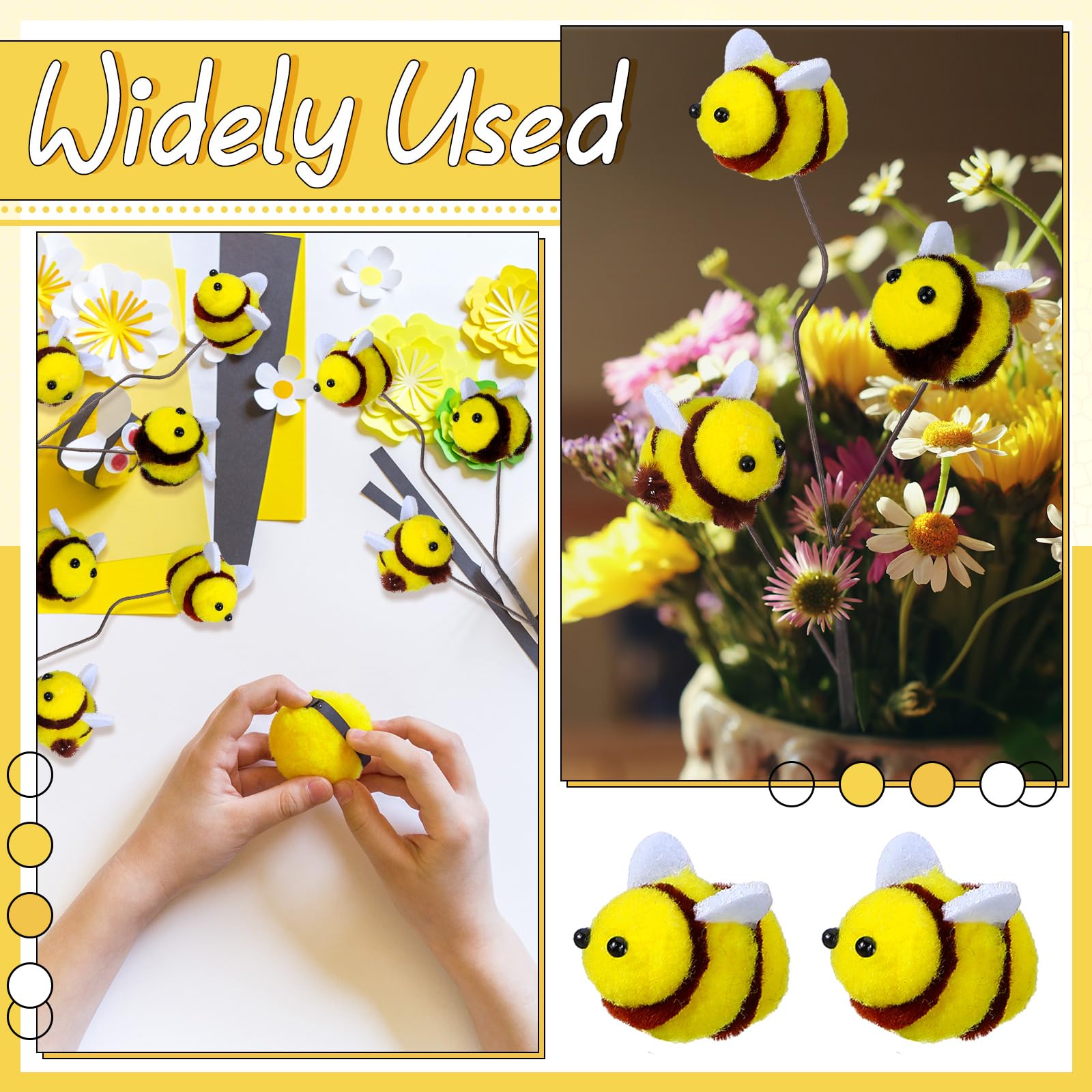 Suncalla felt bee stems arranged in a vase create warm table accents