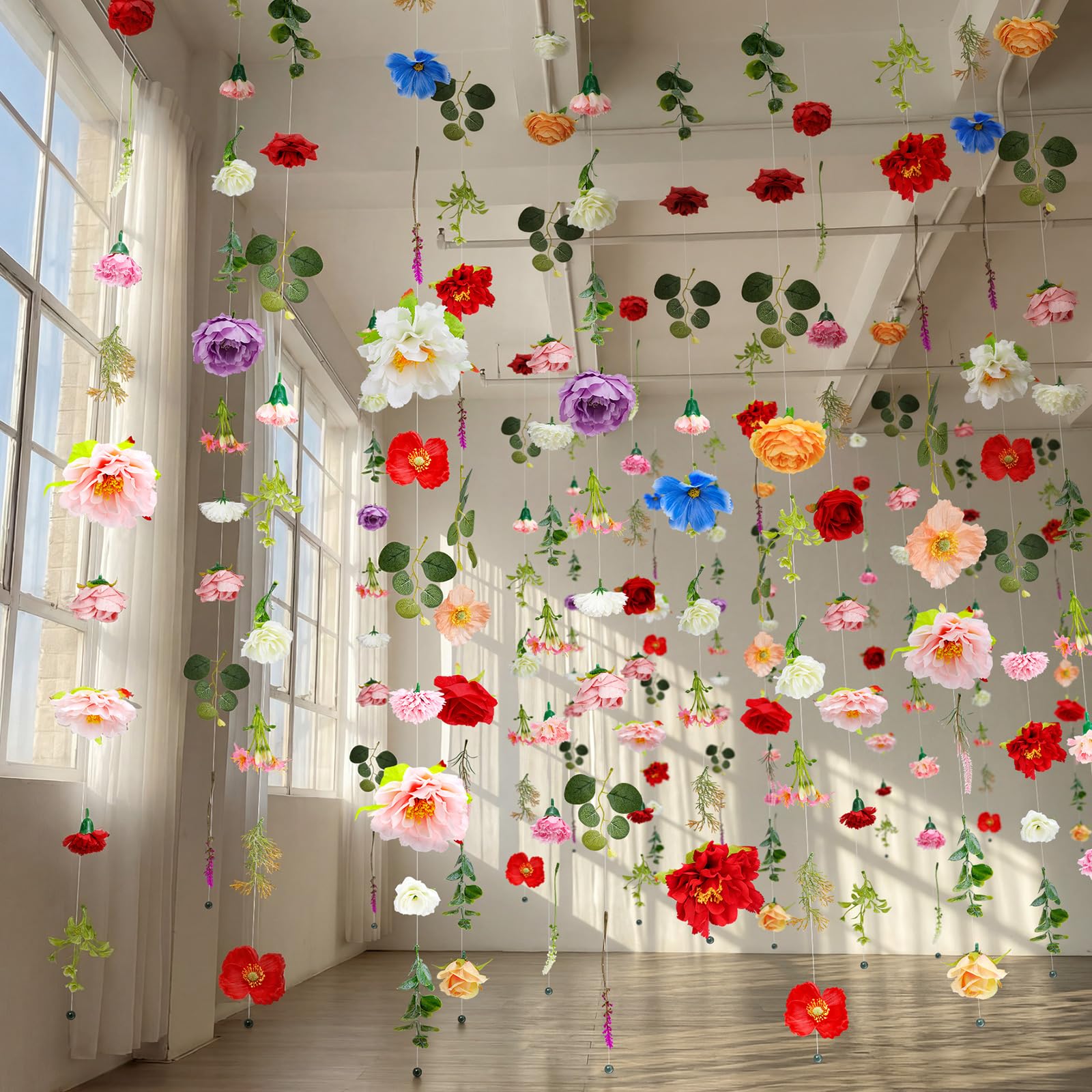 Suncalla silk wildflower garland showing diverse designs for arches and tables