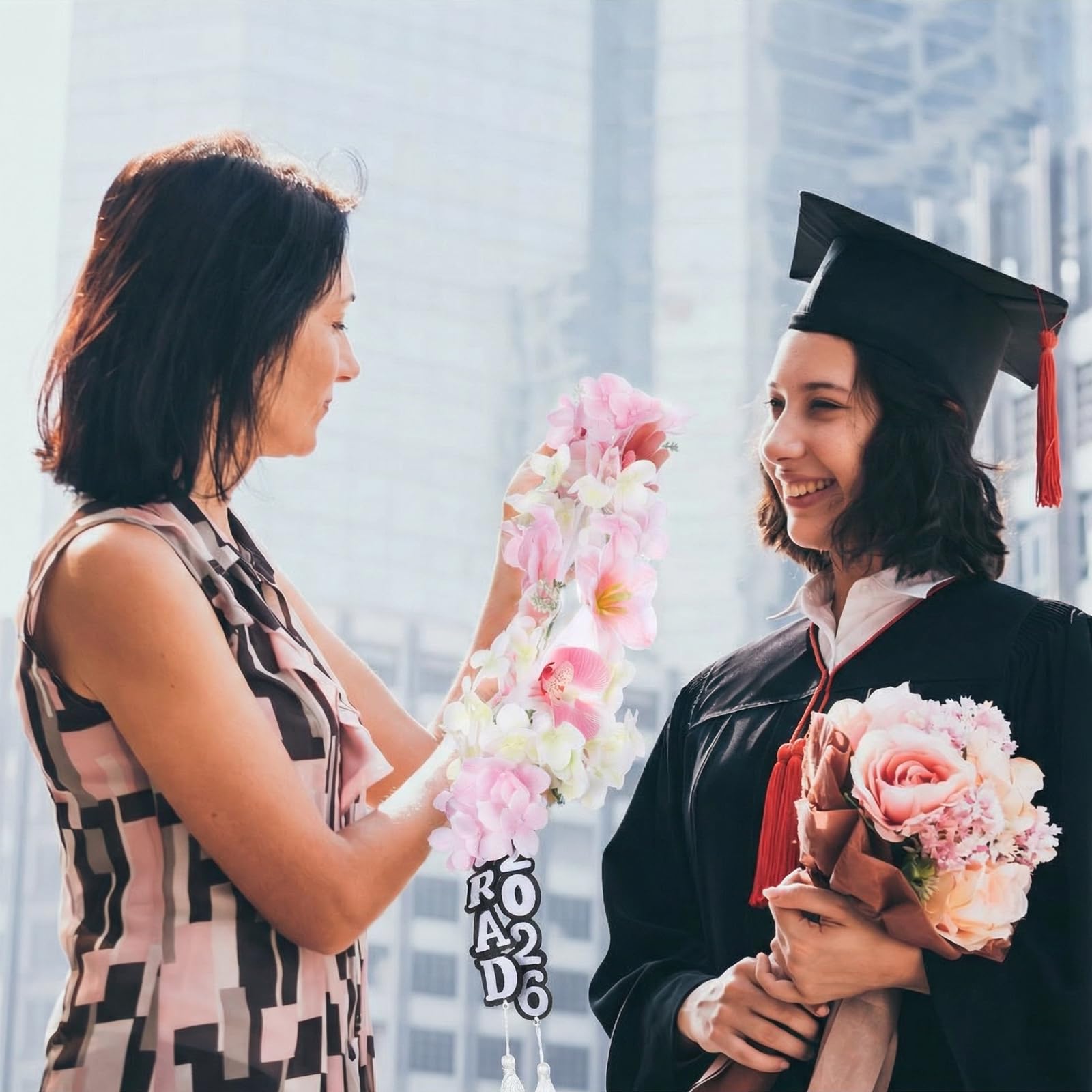 Suncalla graduation leis used as party decor ideas at a tropical celebration.