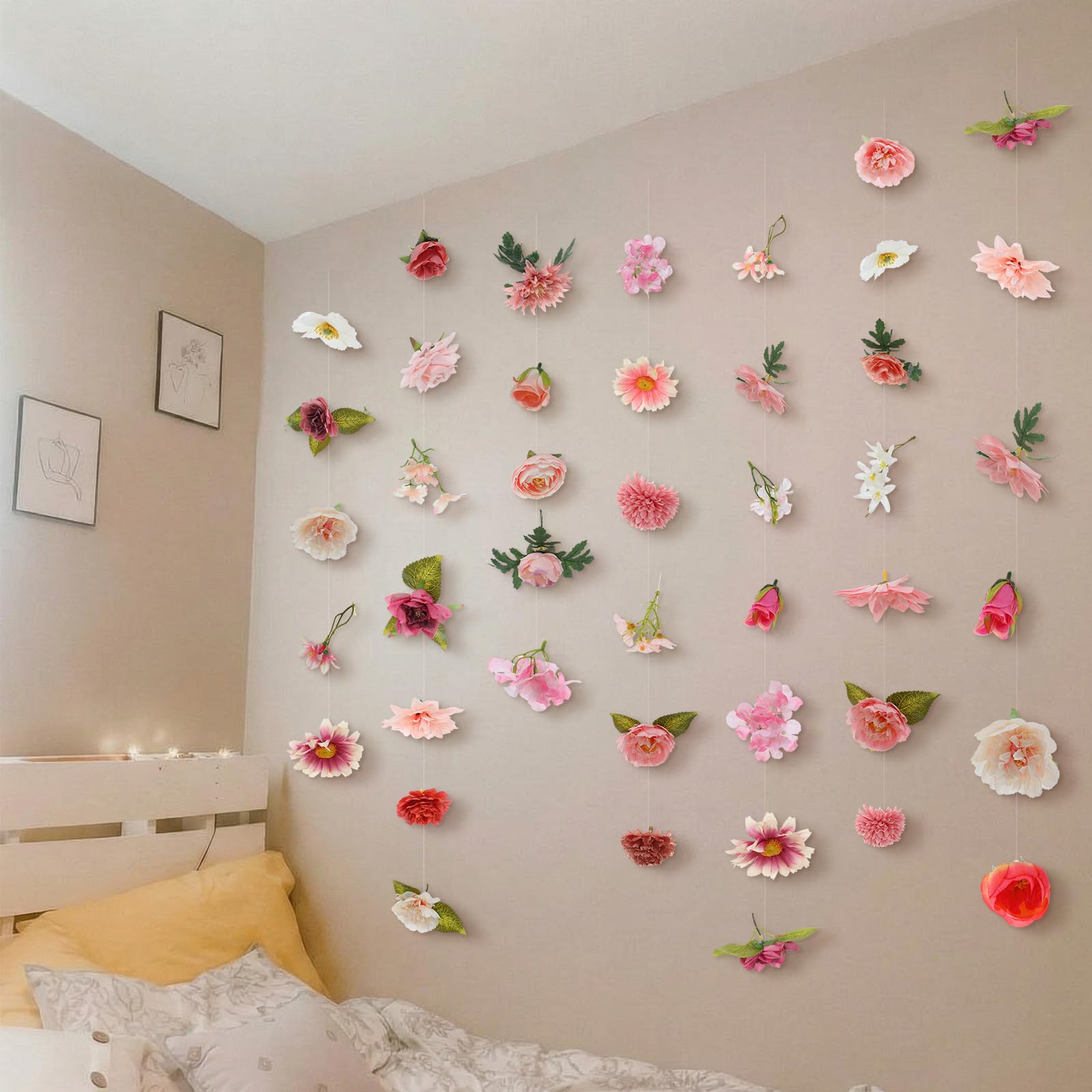 Suncalla pink garlands enhance home decor for holidays like Valentine’s and Mother's Day.