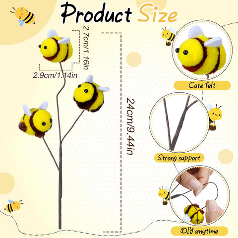 Suncalla honeybee branch picks with three bees per stem for centerpieces