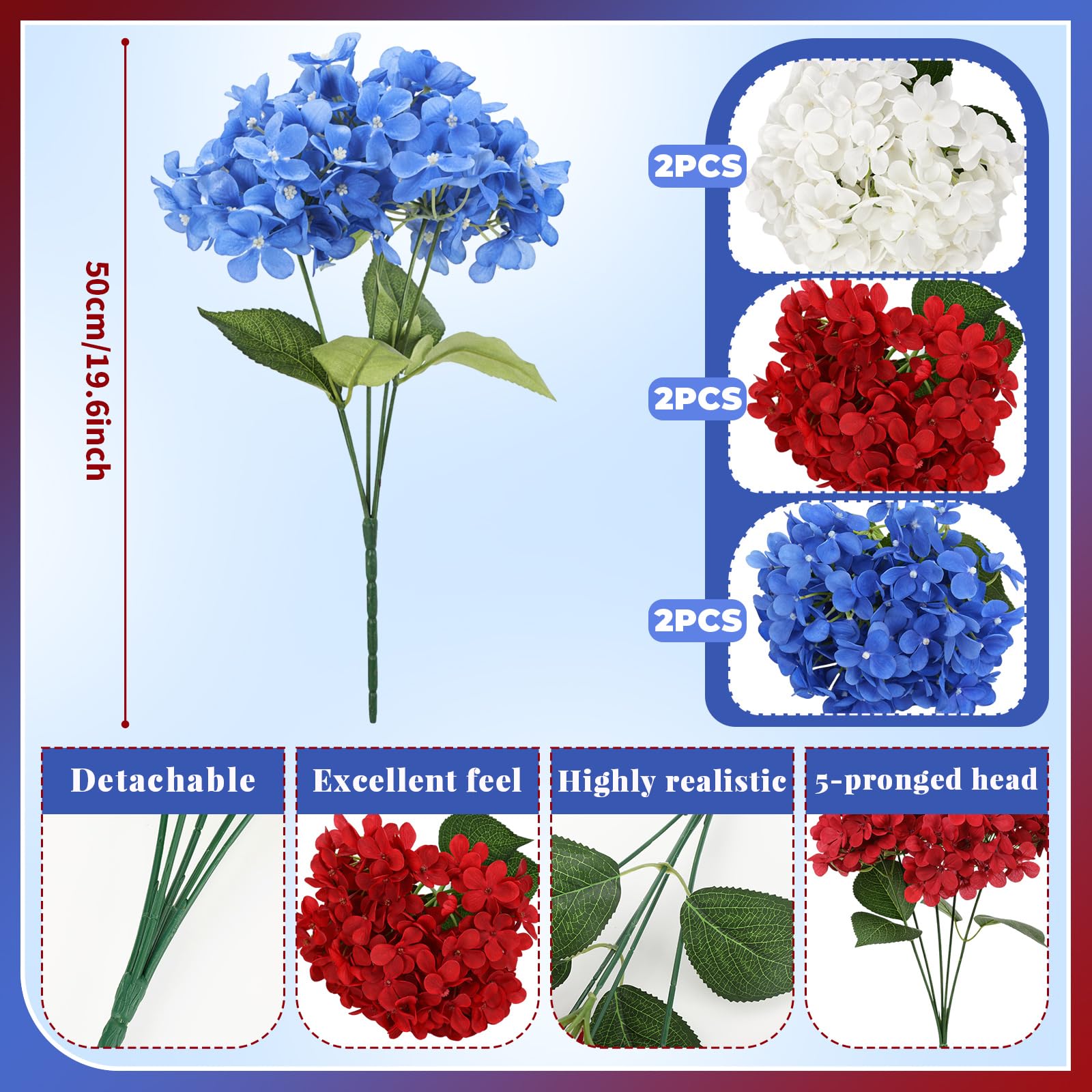 Suncalla red hydrangea bundle display enhances festive outdoor or table decor.