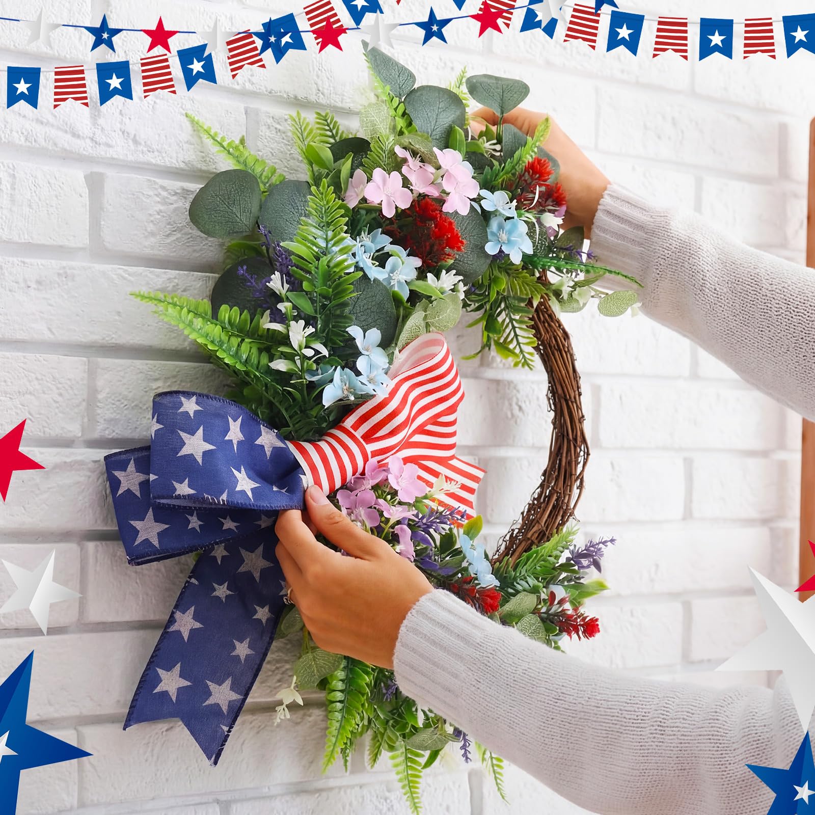 Suncalla Patriotic Wreath suitable for indoor or outdoor decor