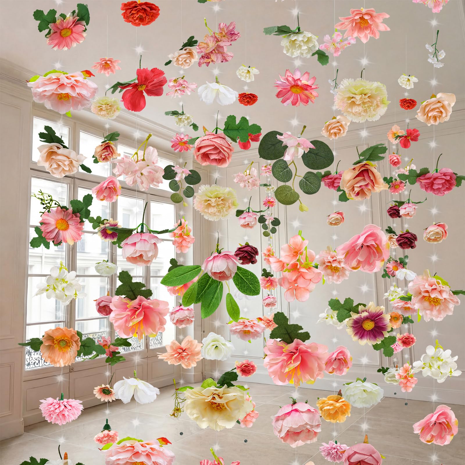Suncalla pink purple pastel garland detail highlights delicate color in decor.