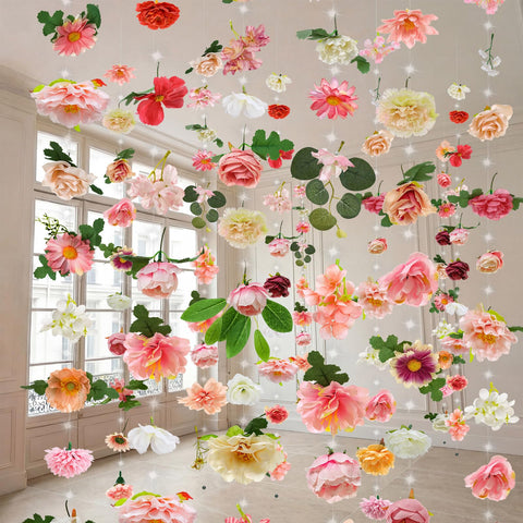 Suncalla pink purple pastel garland detail highlights delicate color in decor.