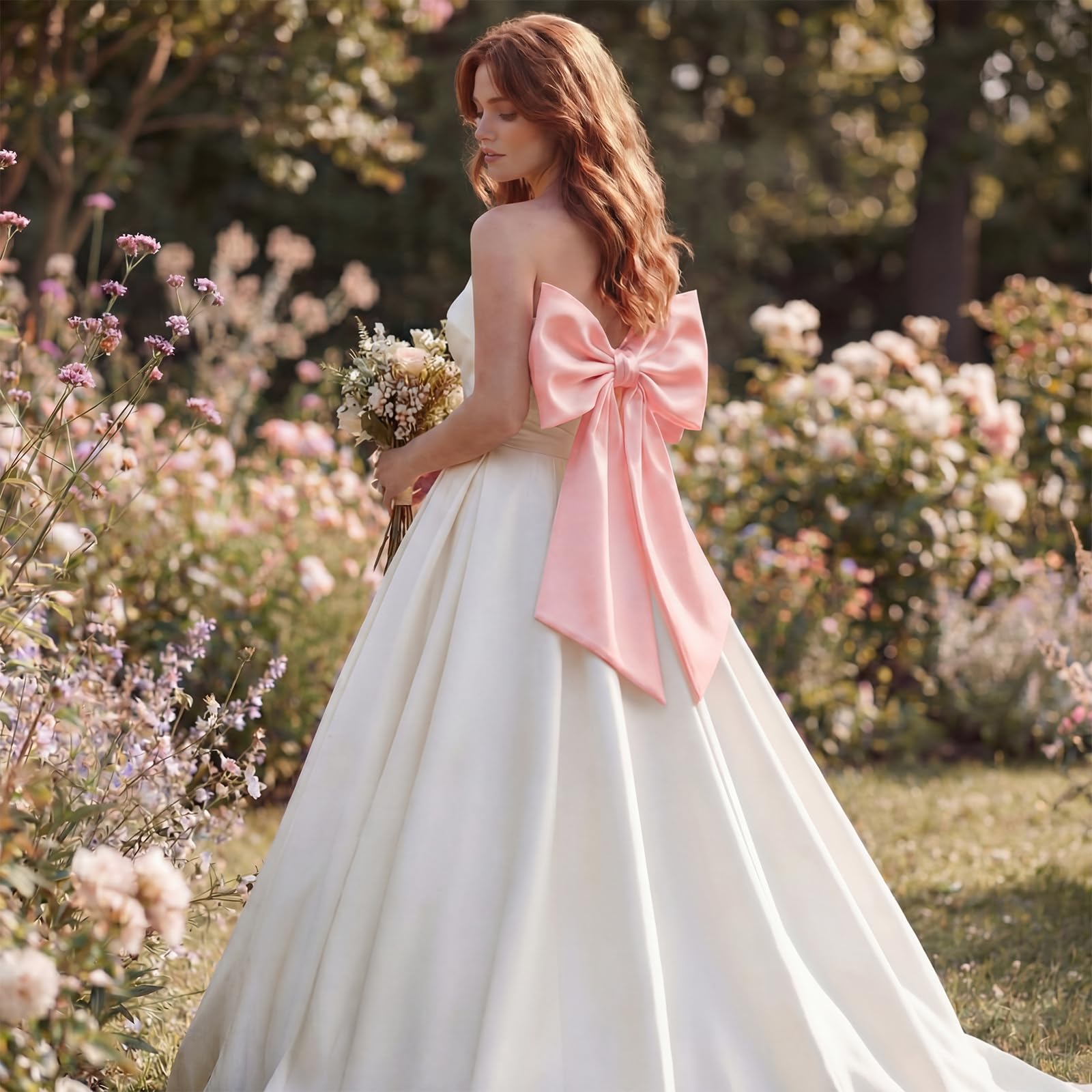 Suncalla pink satin bow backdrop enhances coquette party photo moments.