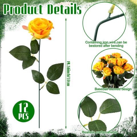 Suncalla silk softball rose with leaves for graduation party décor
