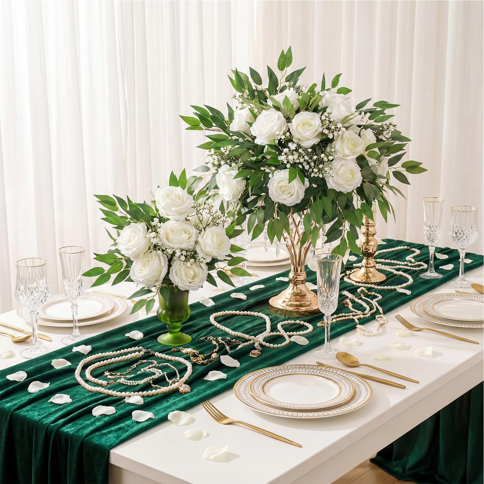 Suncalla greenery stems used in a table centerpiece setup.