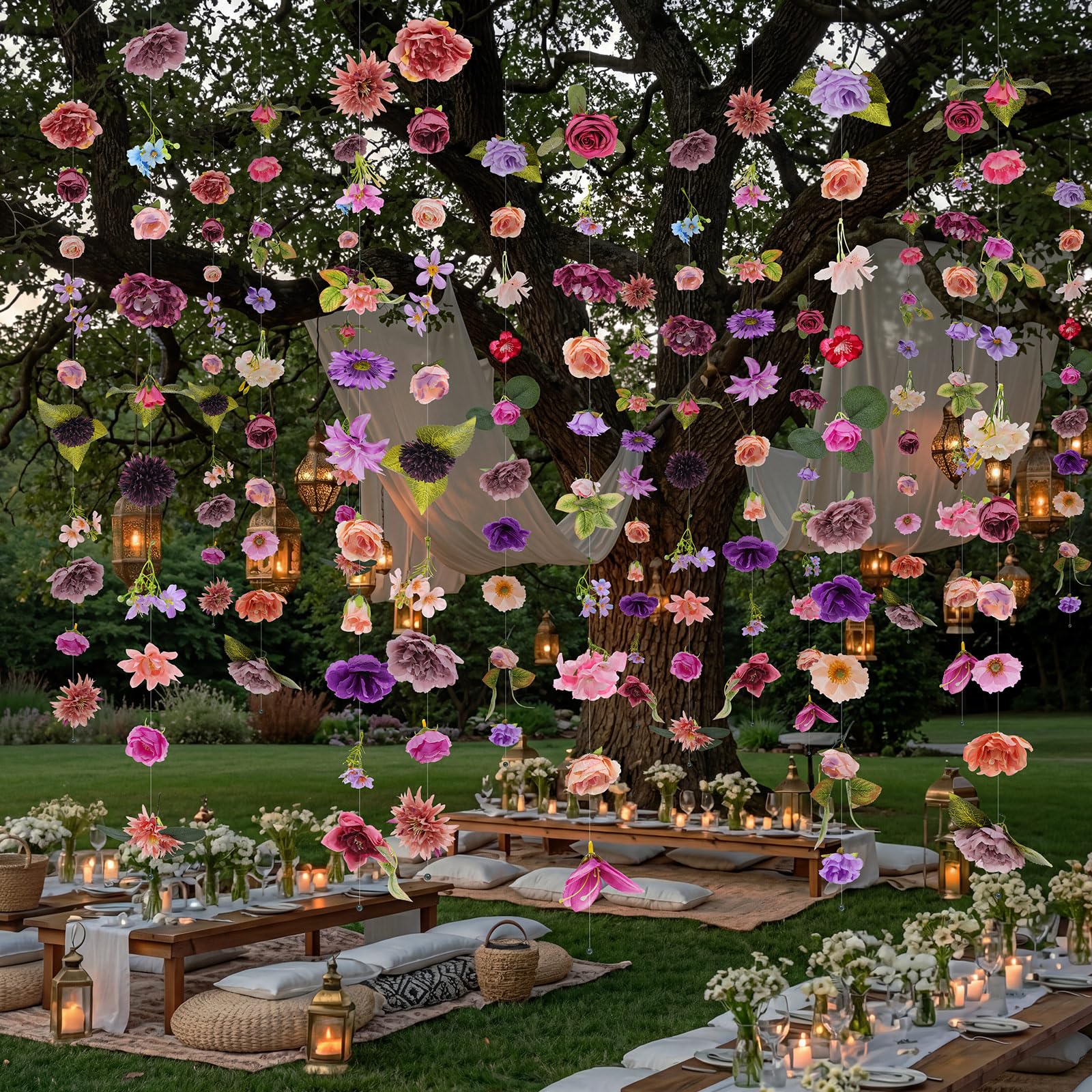 Suncalla wedding arch decor purple garlands create romantic entrance looks.