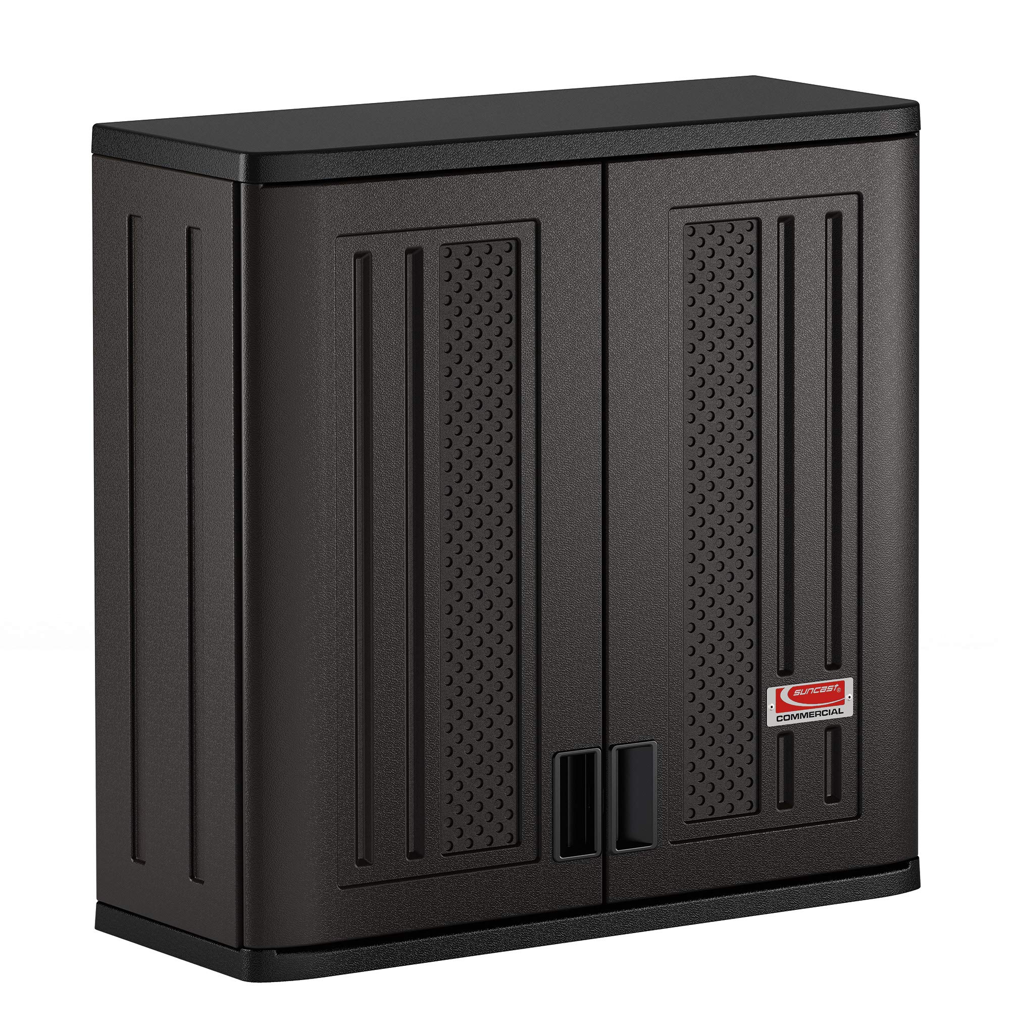 Suncast Commercial 4-Cubic-Ft wall cabinet front view for secure garage storage