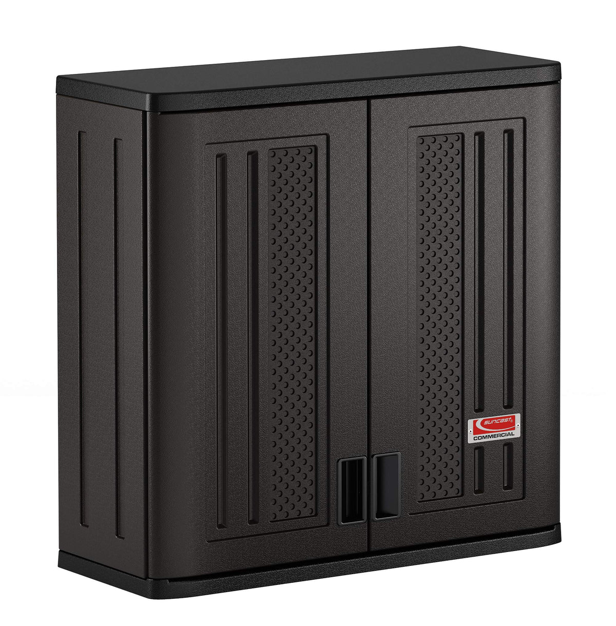 Suncast Commercial 4-Cubic-Ft wall cabinet front view for secure garage storage