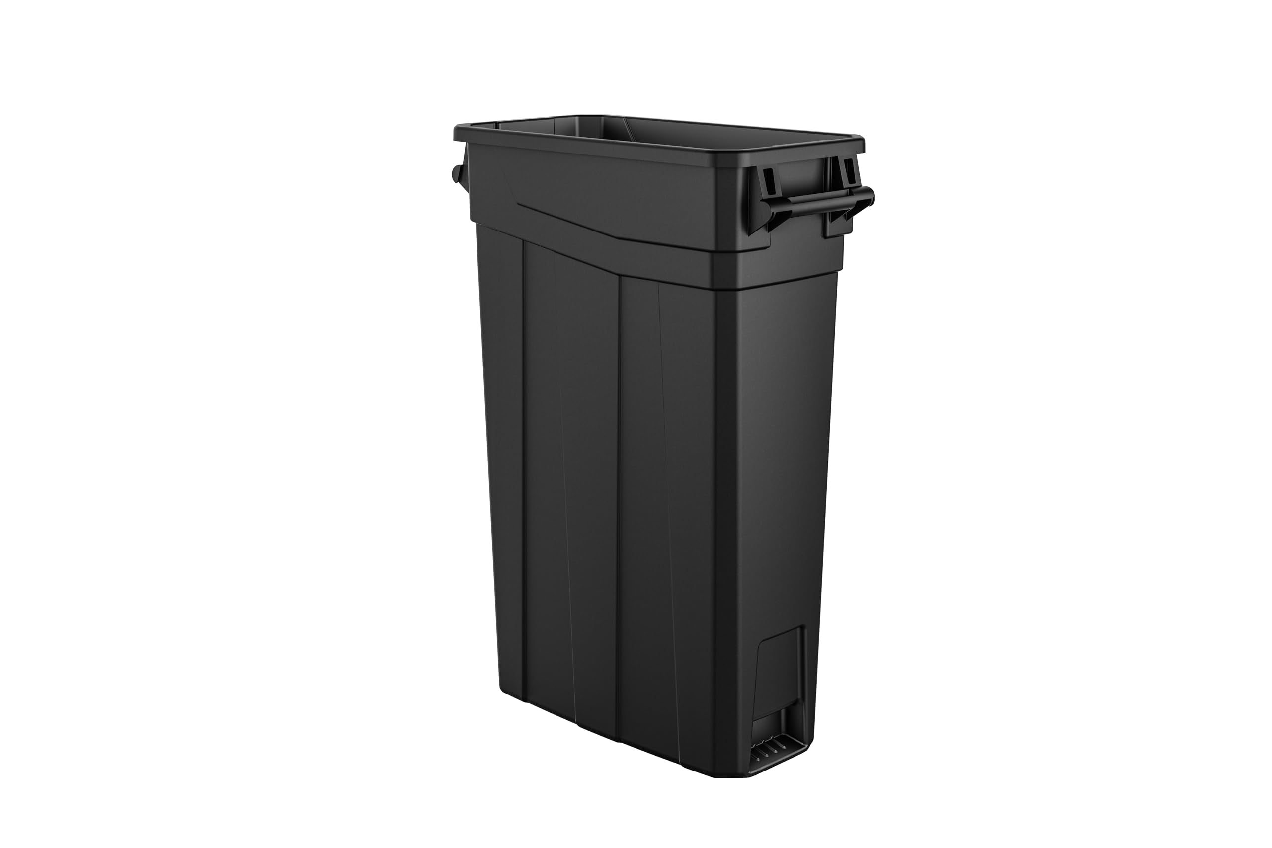 Suncast Commercial TCNH2030BK narrow trash can with handles for easy transport