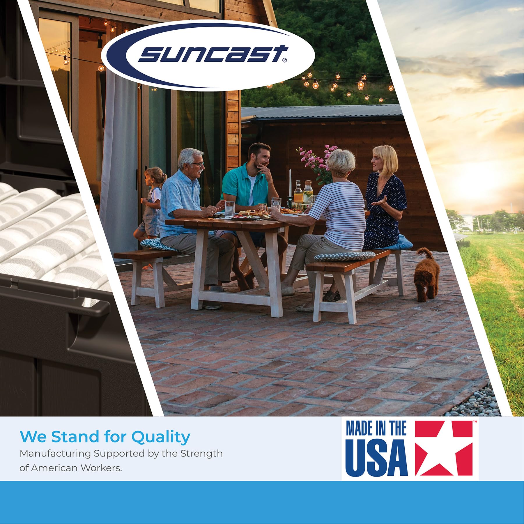 Easy-clean design of the Suncast unit suitable for outdoor maintenance