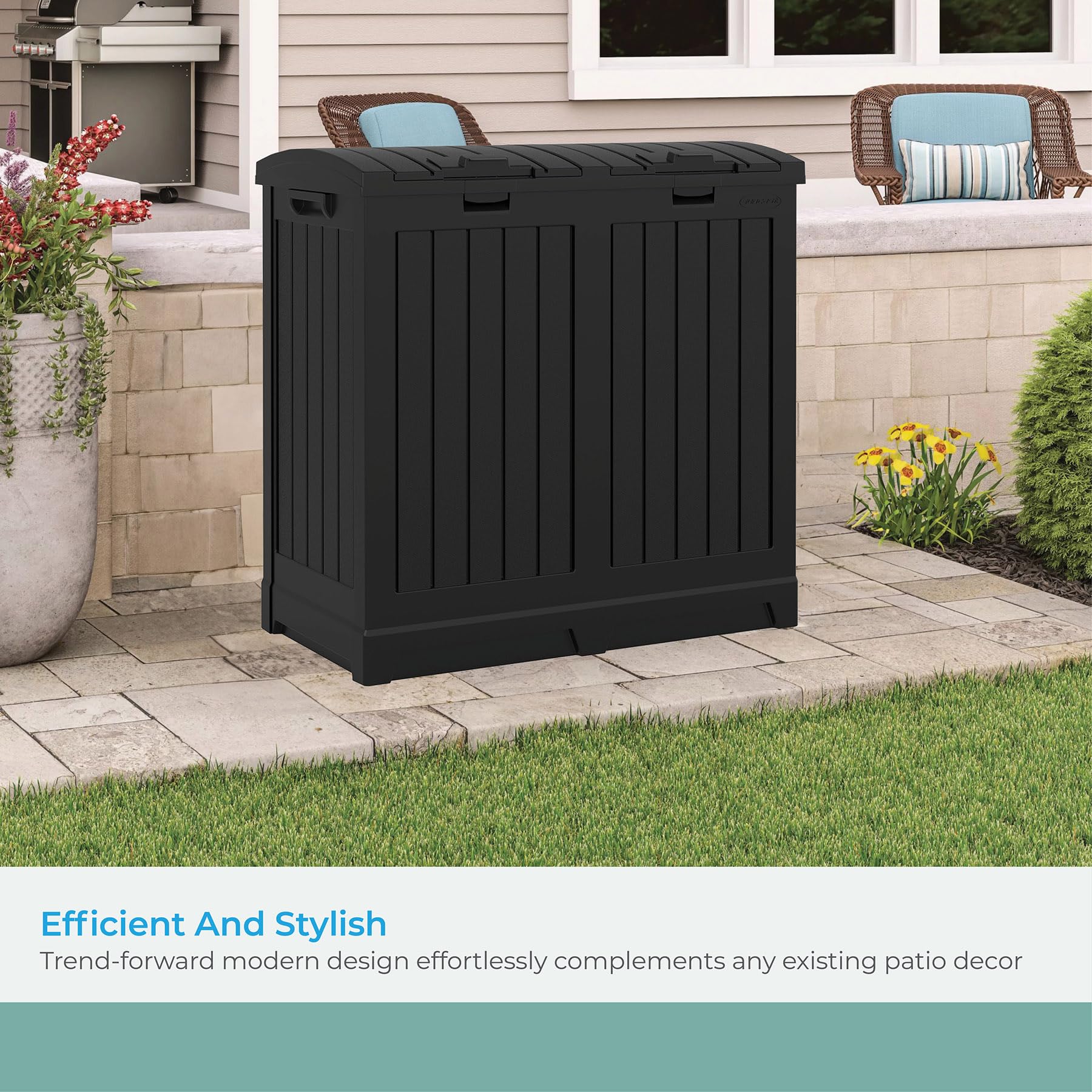 Liner-locker feature shown to keep bags in position during use