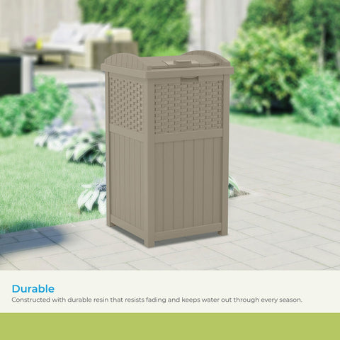 Suncast Hideaway designed for patios and decks near seating.