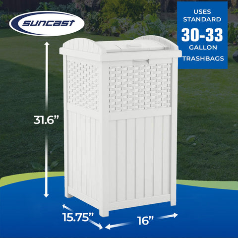 Suncast Hideaway latch keeps the lid shut on windy days.