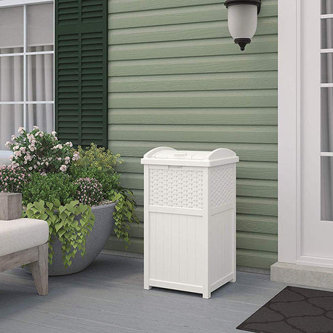 Suncast Hideaway is made from weather-resistant resin for all-season use.