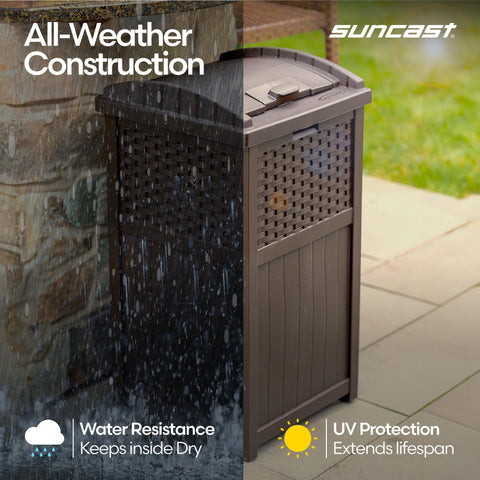 Suncast easy bag changes support tidy weekends and gatherings.