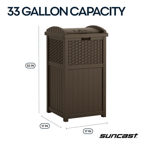 Suncast weather-resistant resin ensures outdoor durability and color retention.