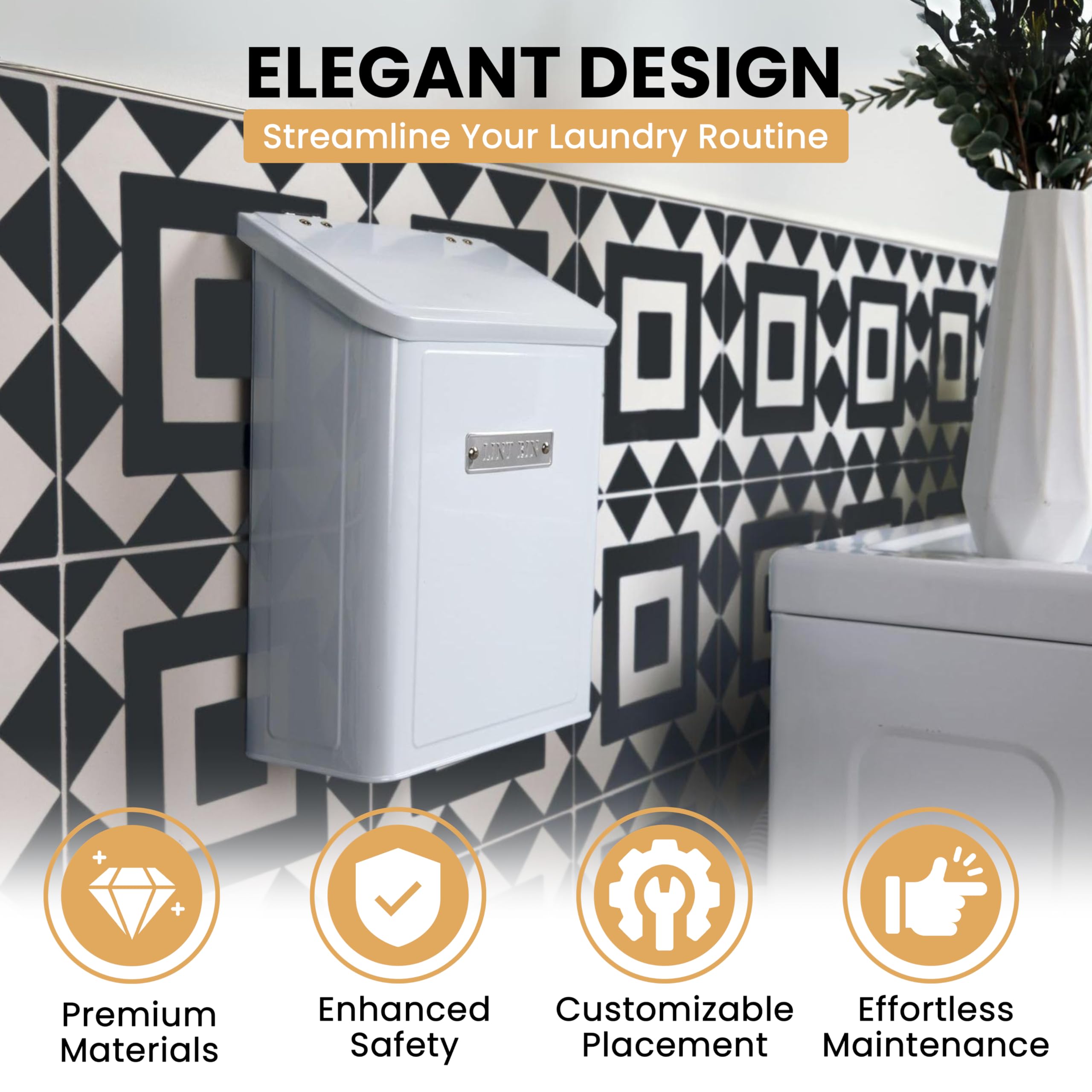 Sunday Revelry magnetic lint bin with lid for tidy laundry spaces