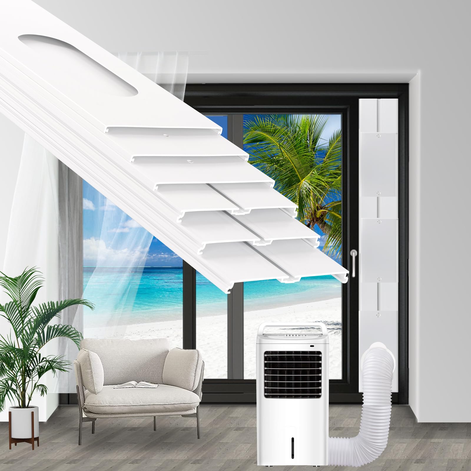 SunDiao sliding door vent kit assembly with easy-slide rails for quick, secure setup.