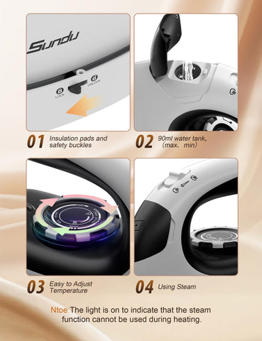 Sundu compact travel-size iron fits in a bag for on-the-go wrinkle relief.