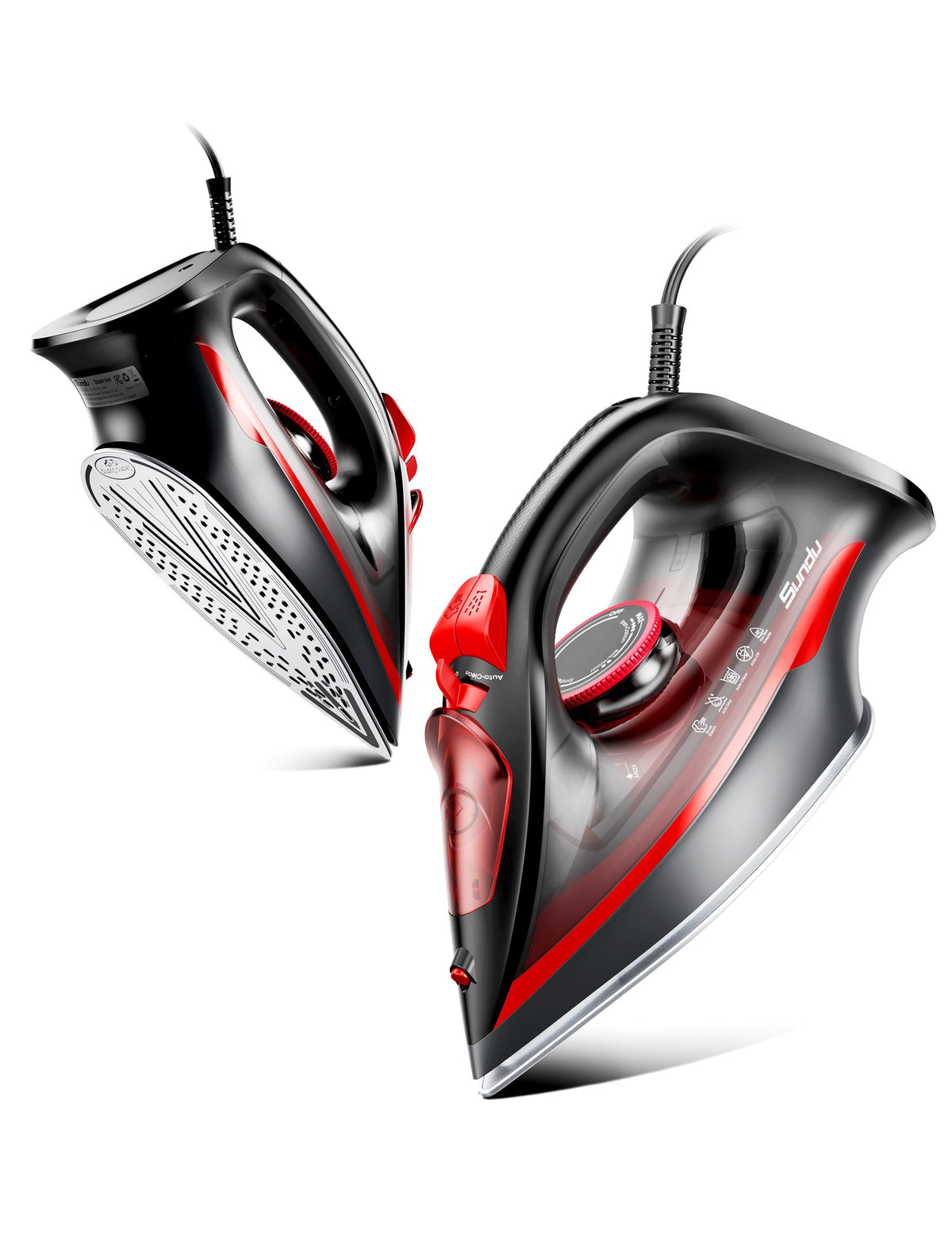 Sundu Home Steam iron front view highlighting quick heating for efficient ironing