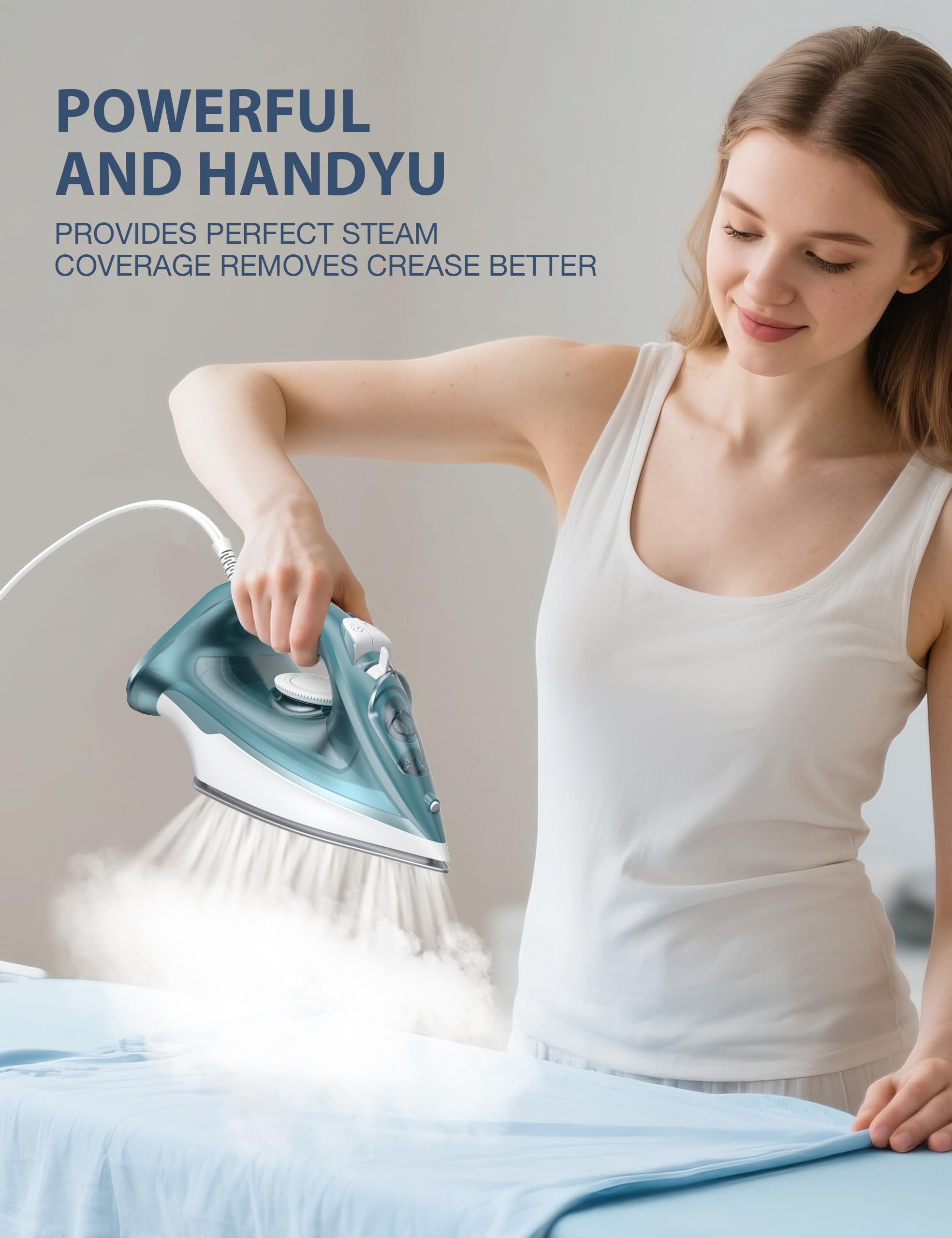 Self-clean system maintains performance and longevity of the iron.