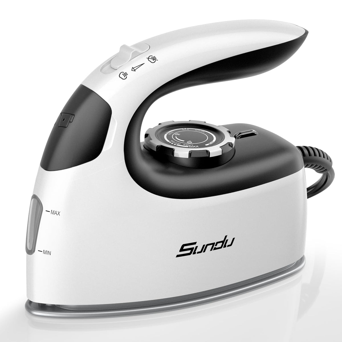 Sundu Mini Travel Steam Iron front view showing portable design
