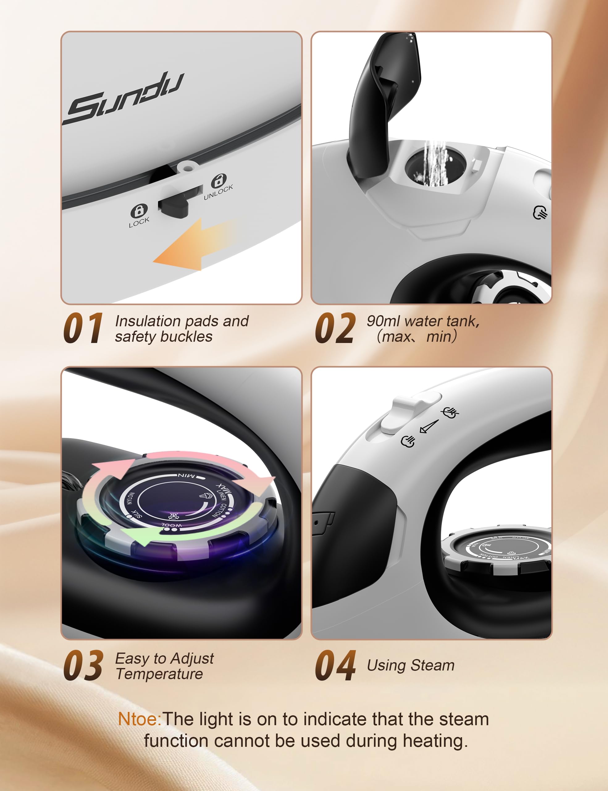 Sundu Mini Travel Steam Iron with included travel case