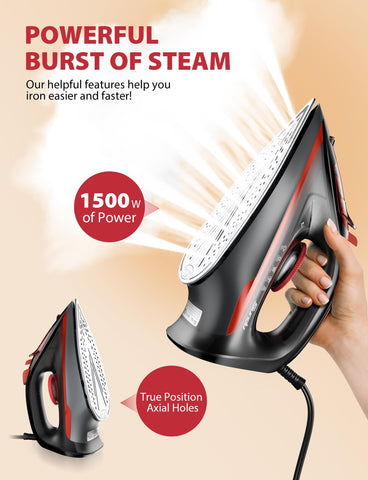 Sundu iron burst of steam for stubborn wrinkles on heavy fabrics.