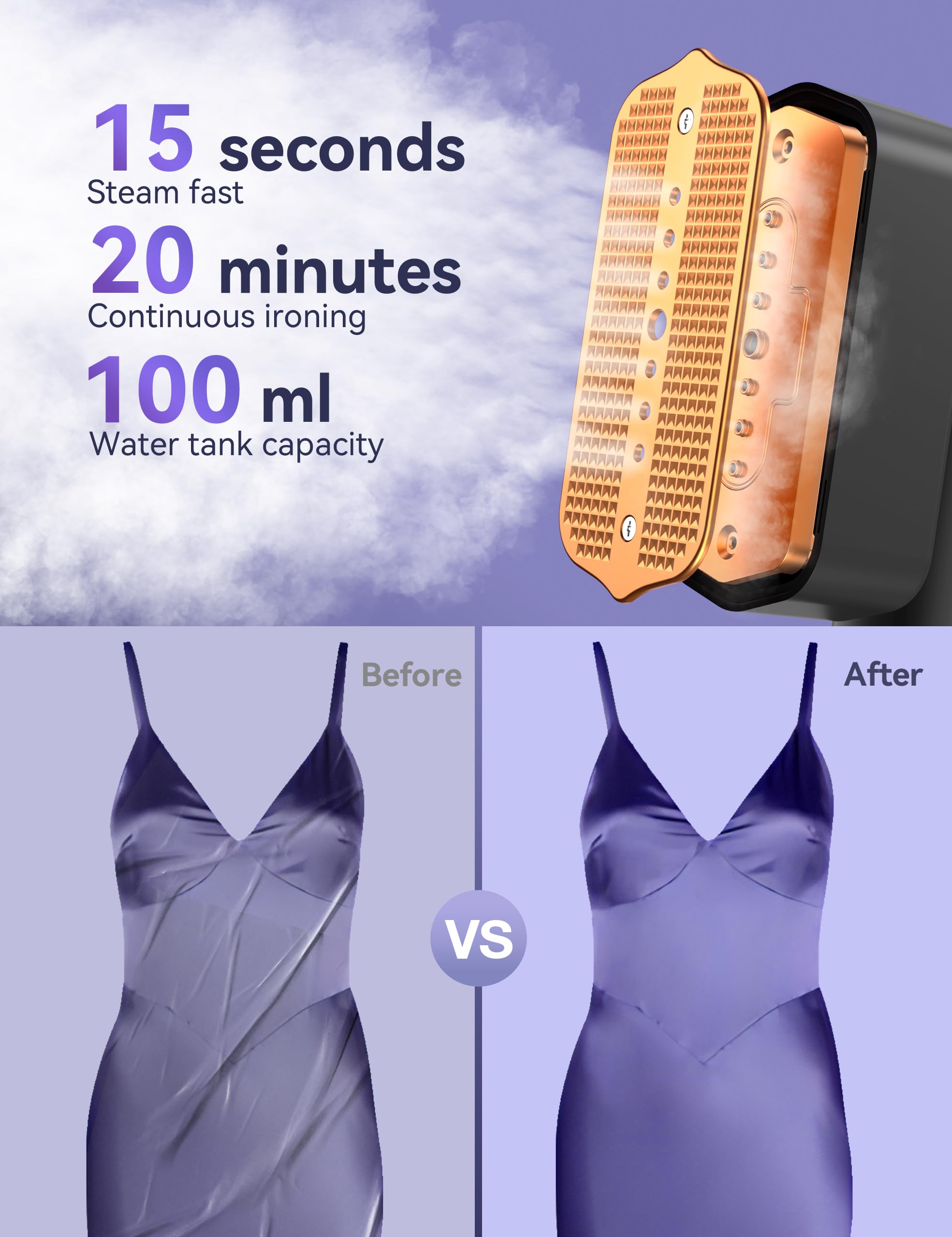 Sundu steamer offers 3 steam modes for fabric care.