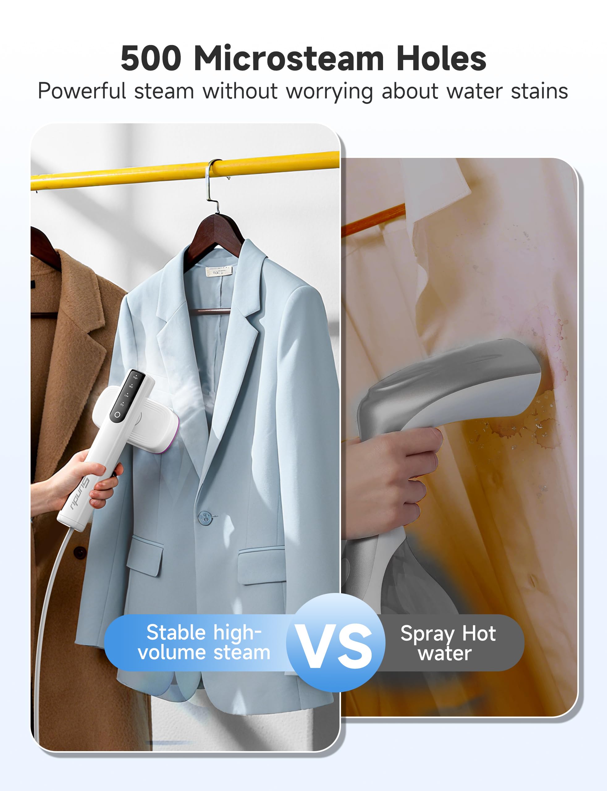Sundu steamer high-temperature steam reaches up to 248°F for wrinkles.