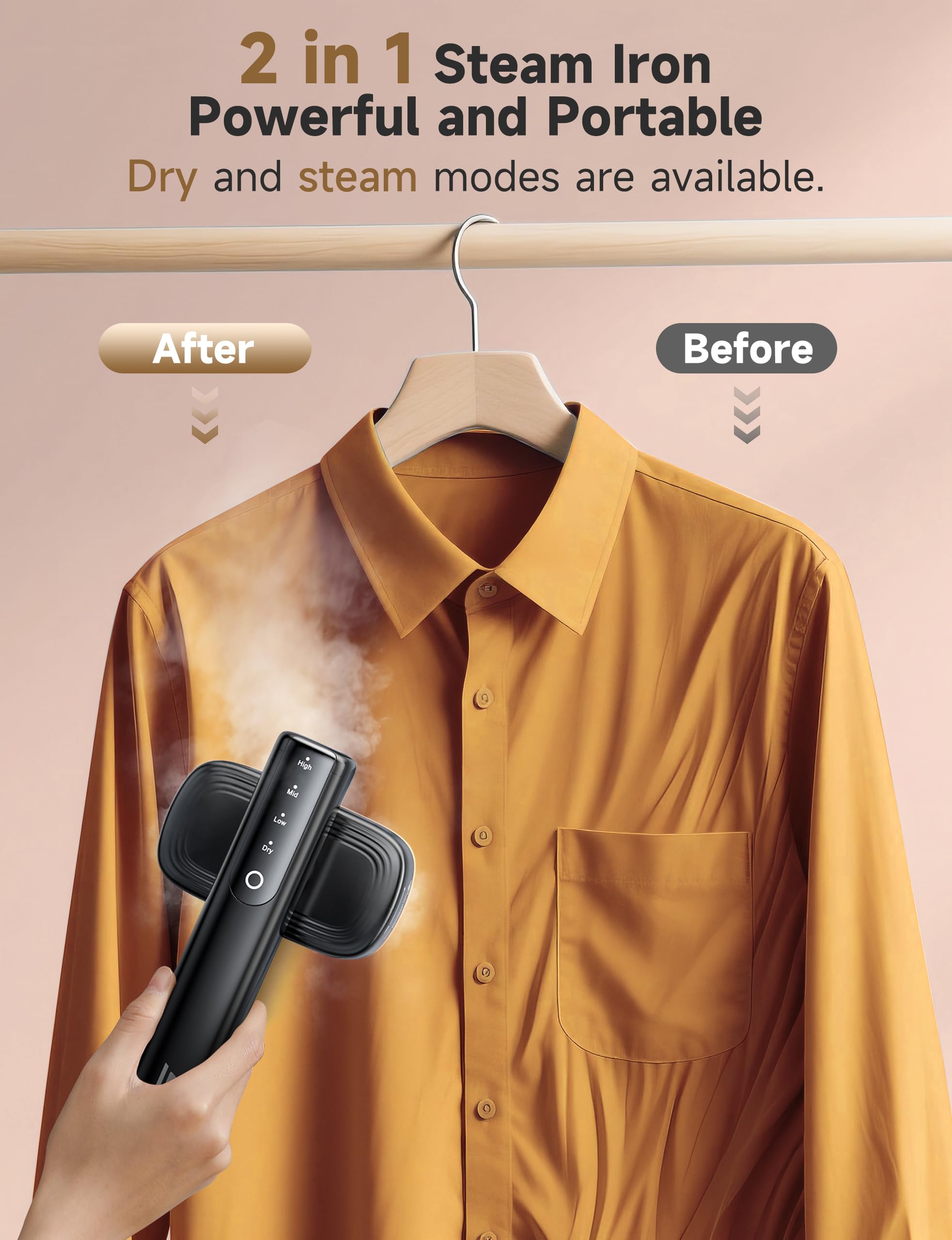 Sundu Steamer with rotating-steam-head for versatile garment care