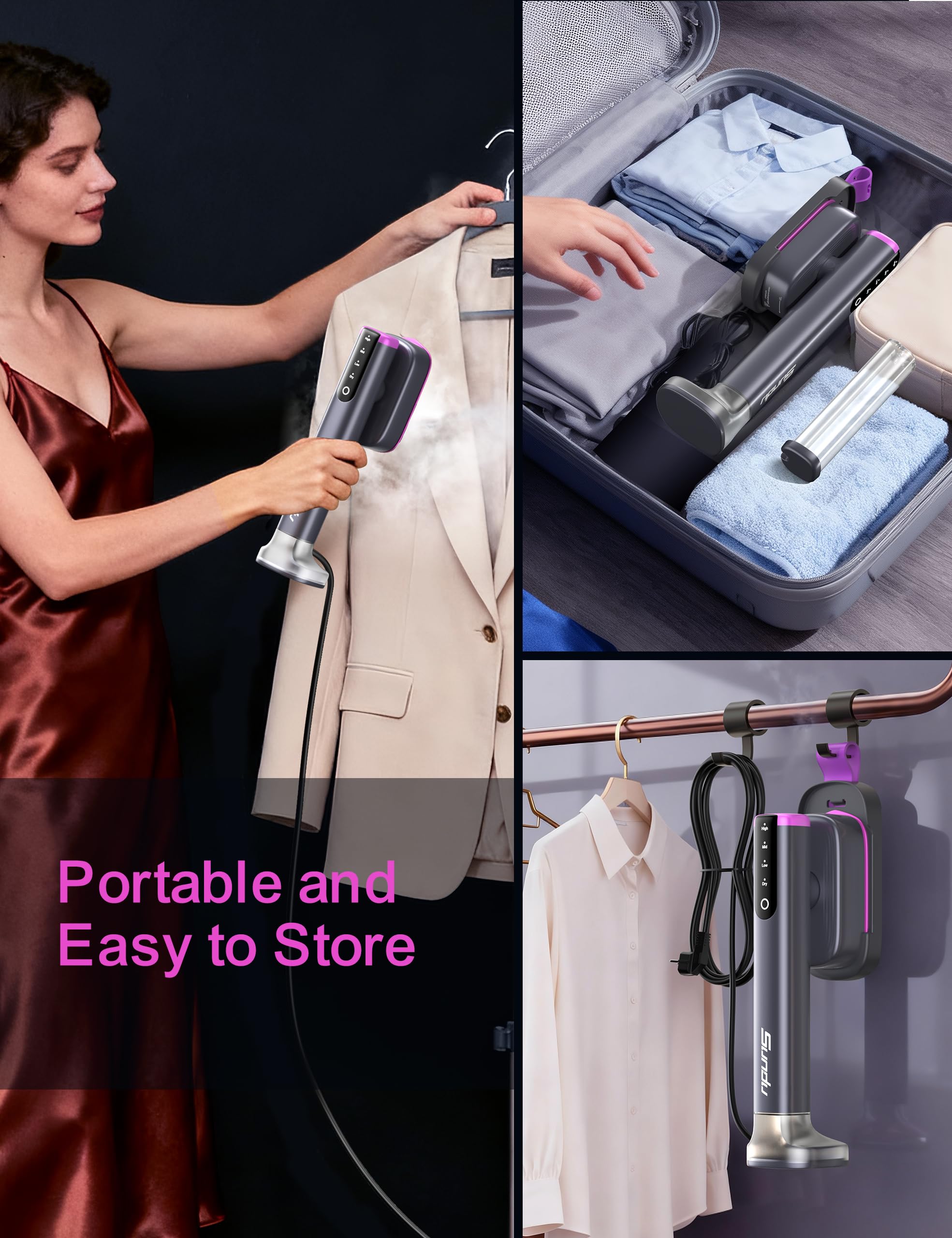 Sundu Travel Steamer 2-4m cord offers flexible placement during use.