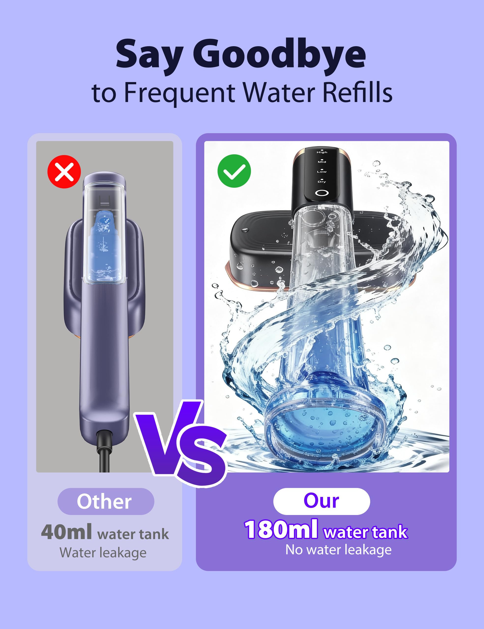 Sundu travel steamer 24 g/min steam delivers efficient wrinkle removal.