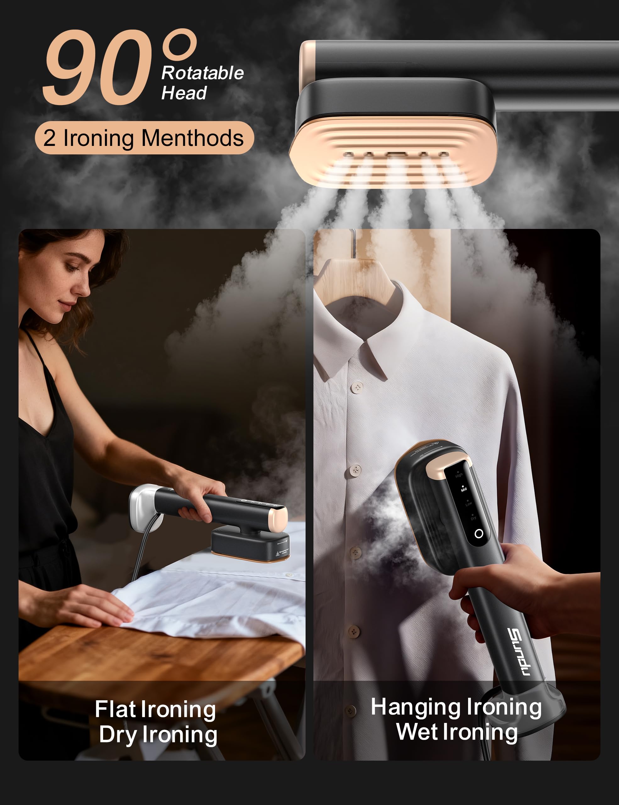 Sundu Travel Steamer includes a 2m power cord for flexible ironing.