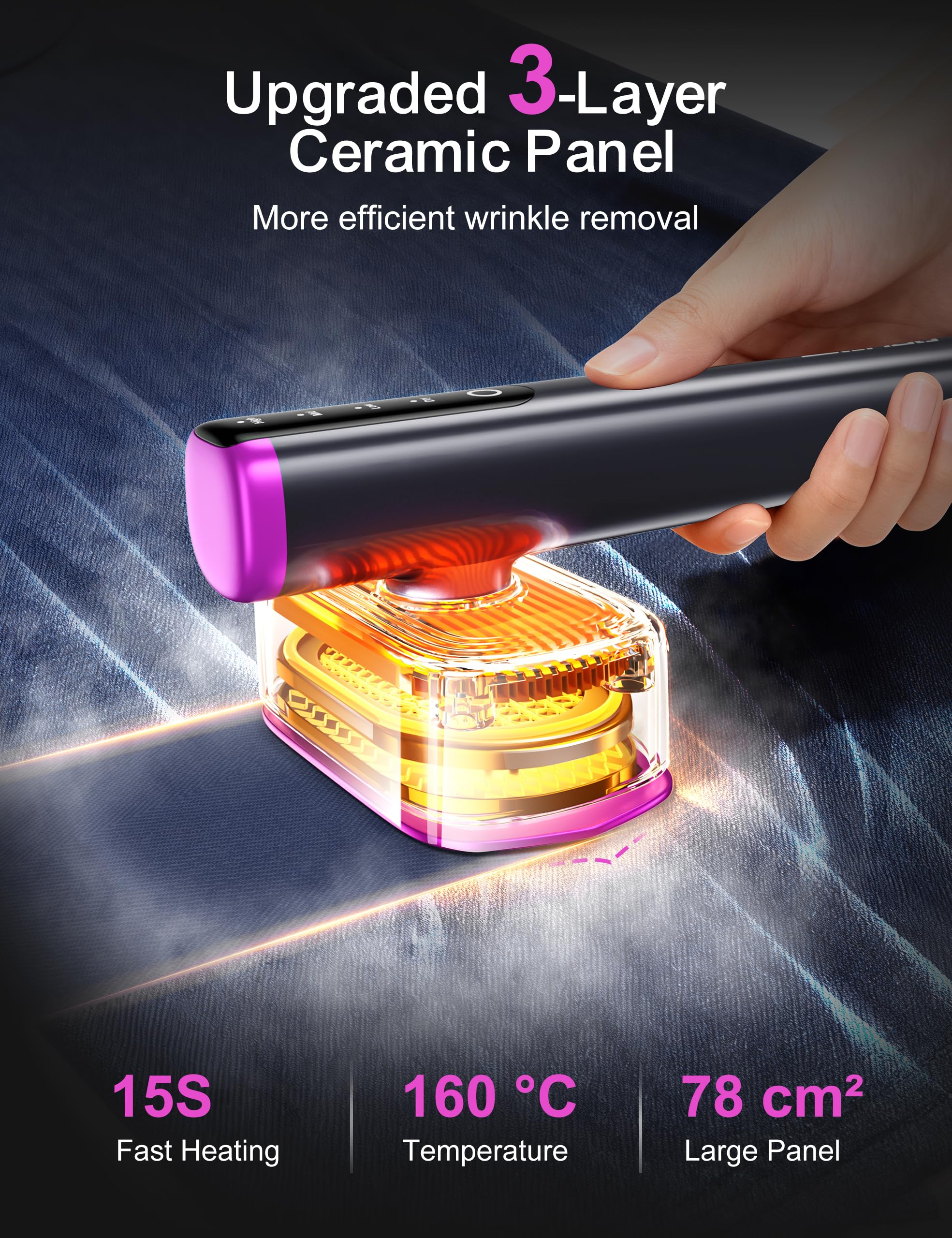 Sundu Travel Steamer ceramic plate with AI control for fabric friendly wrinkle removal.