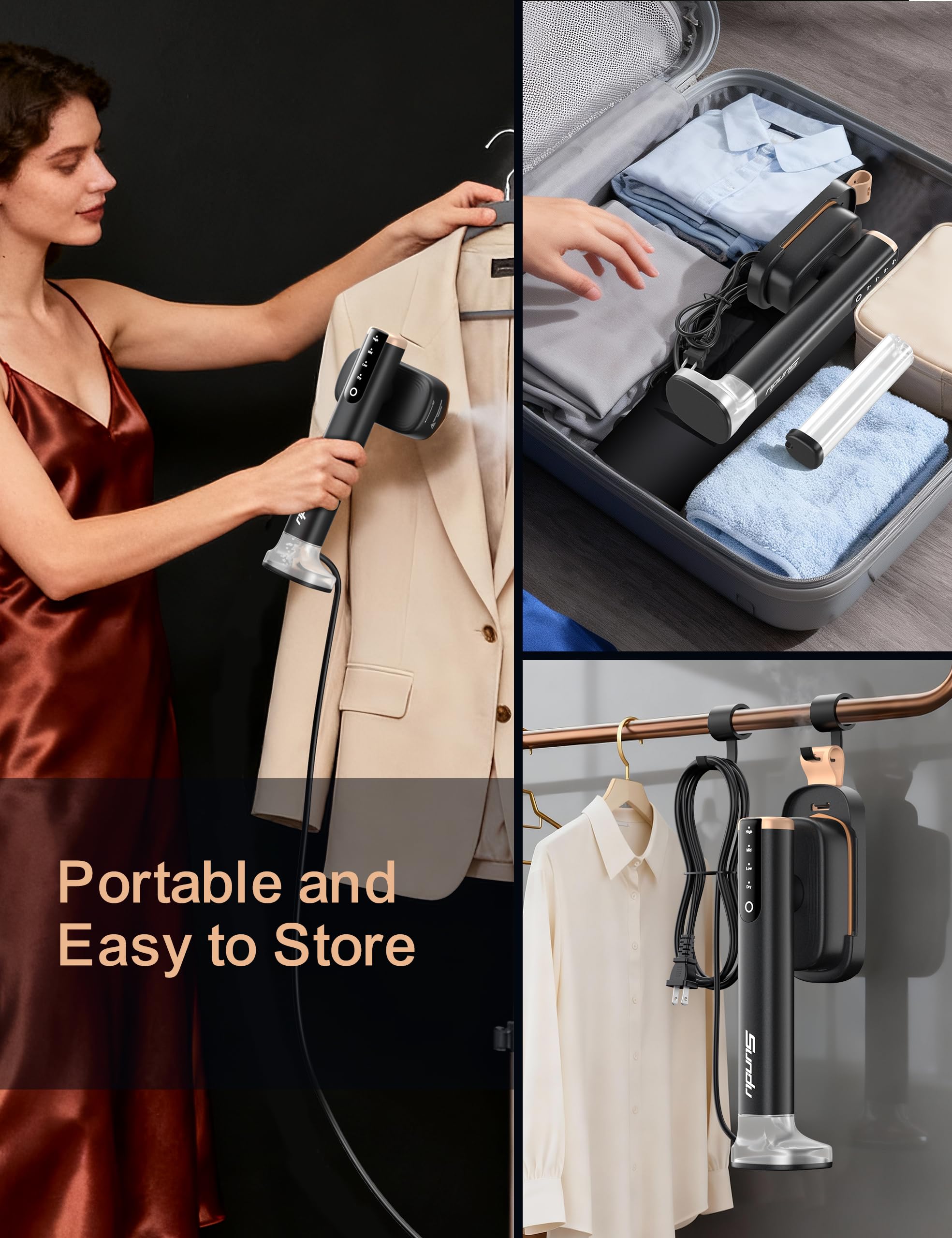 Sundu travel steamer cord length demonstrates flexibility during use