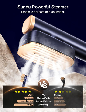 Sundu Travel Steamer dual water tanks for extended on the go steaming