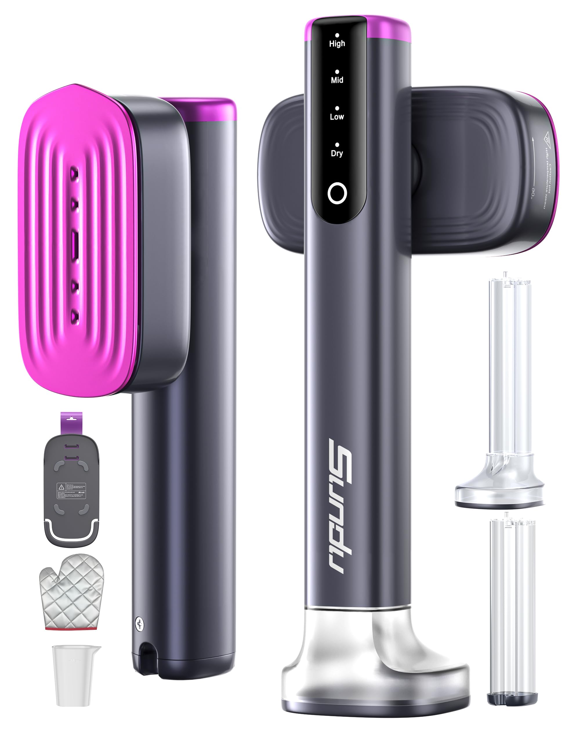 Sundu Travel Steamer front view; compact design for quick wrinkle relief.