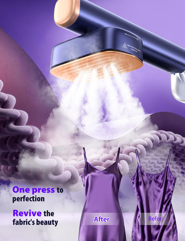 Sundu Travel Steamer ready for travel with long cord and base.
