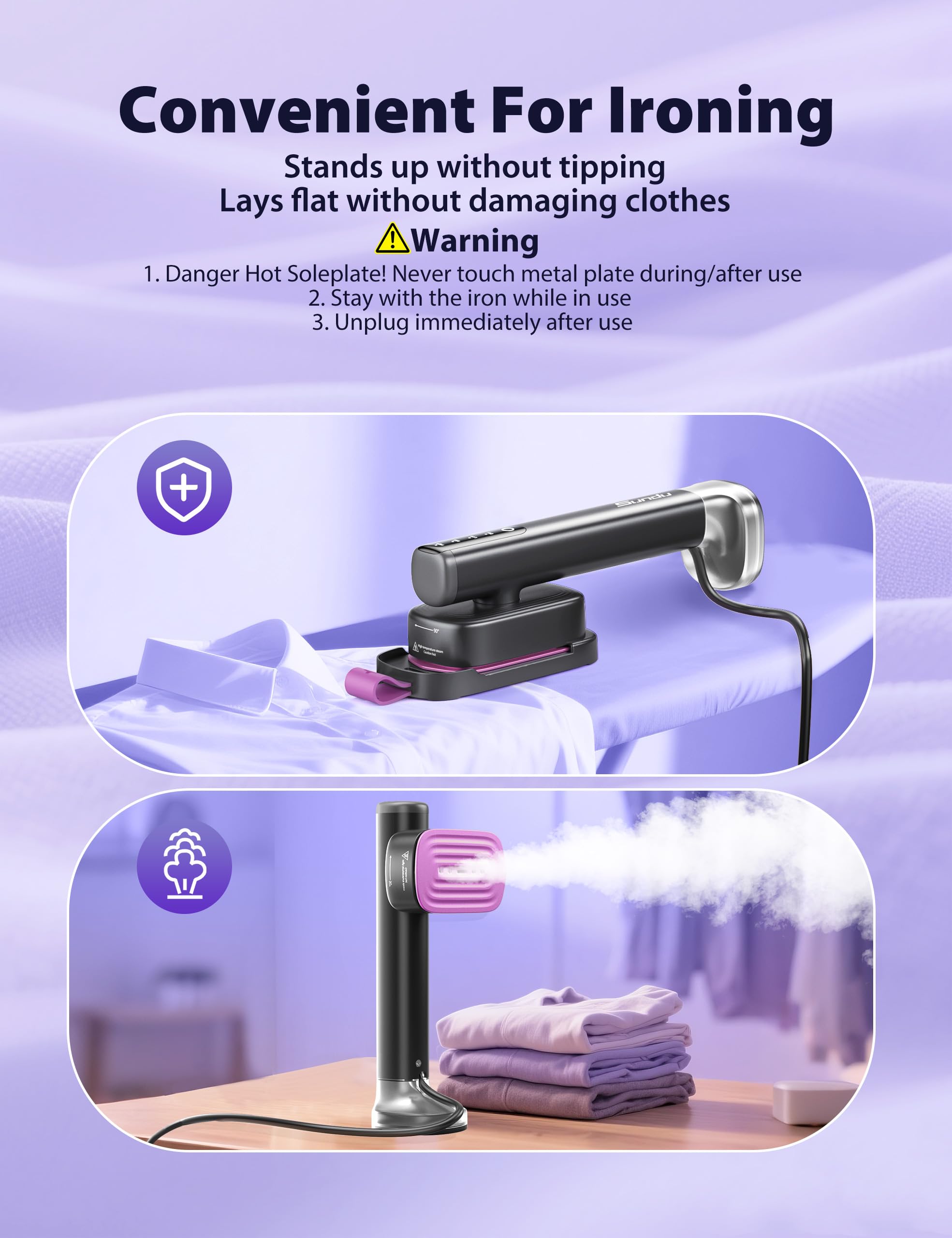 Sundu Travel Steamer travel pouch included for on-the-go storage.