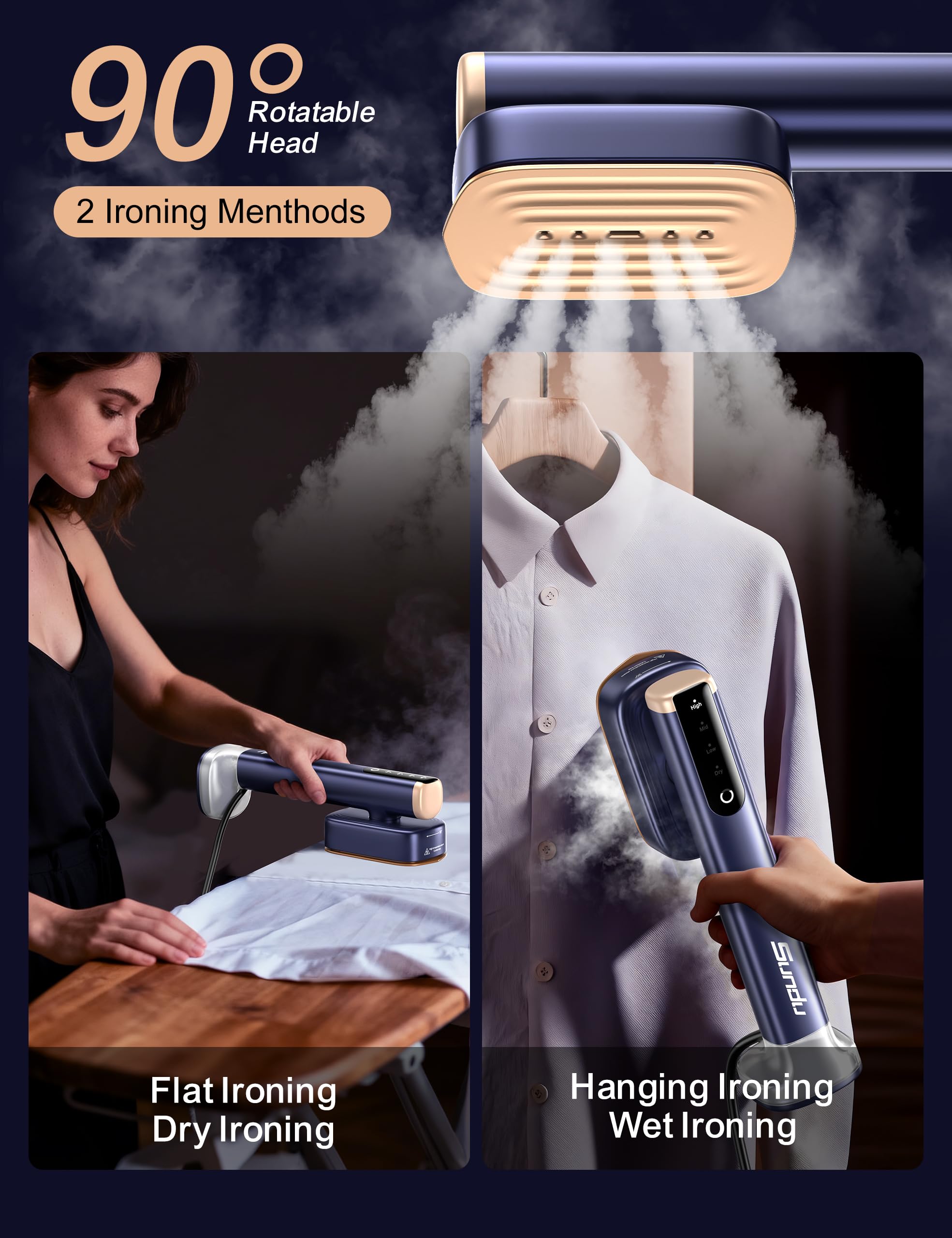 Sundu Travel Steamer vertical steaming head for hanging garments