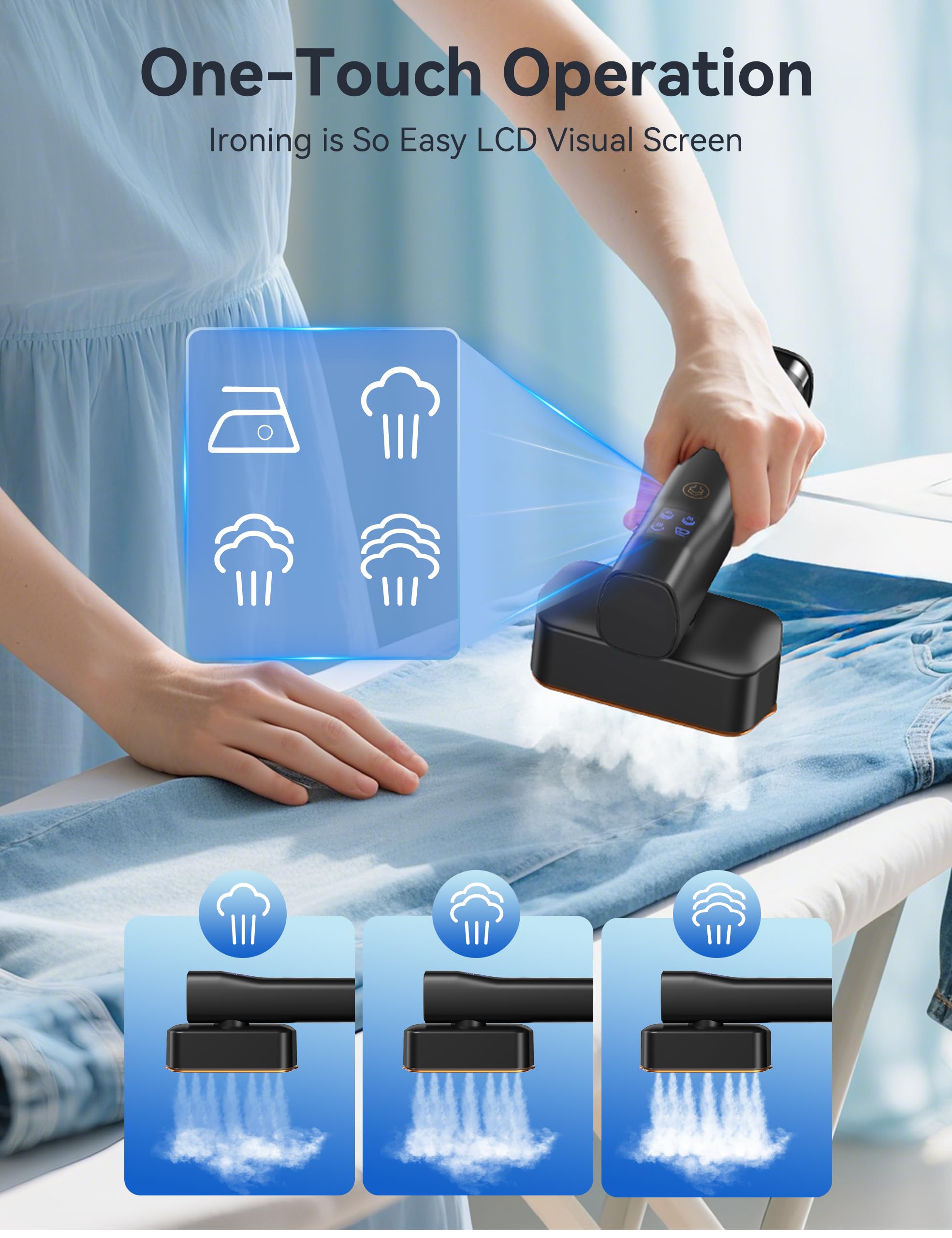 Sundu travel steamer in vertical mode smoothing hanging garments