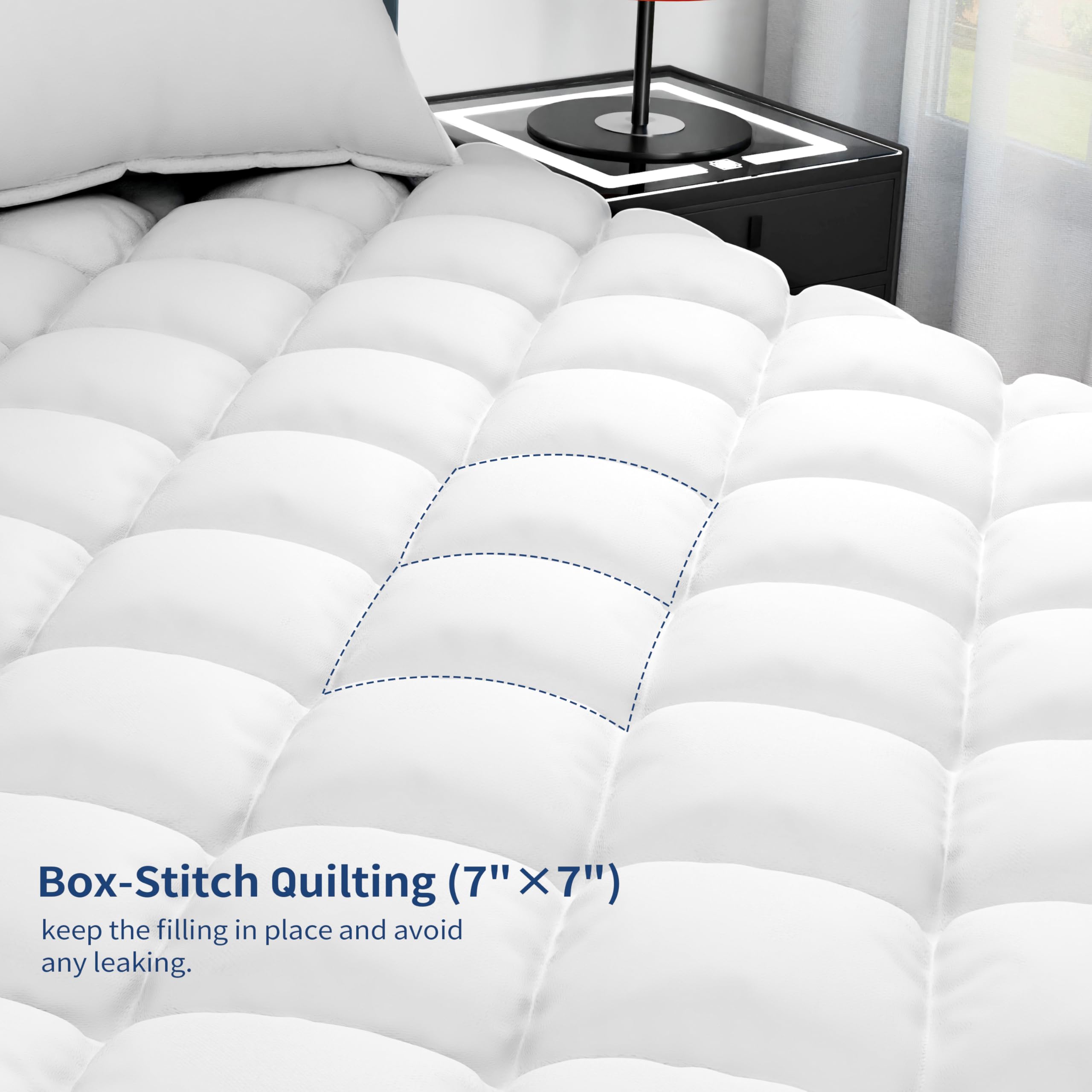 Sunflower hypoallergenic microfiber filling visible through quilting.
